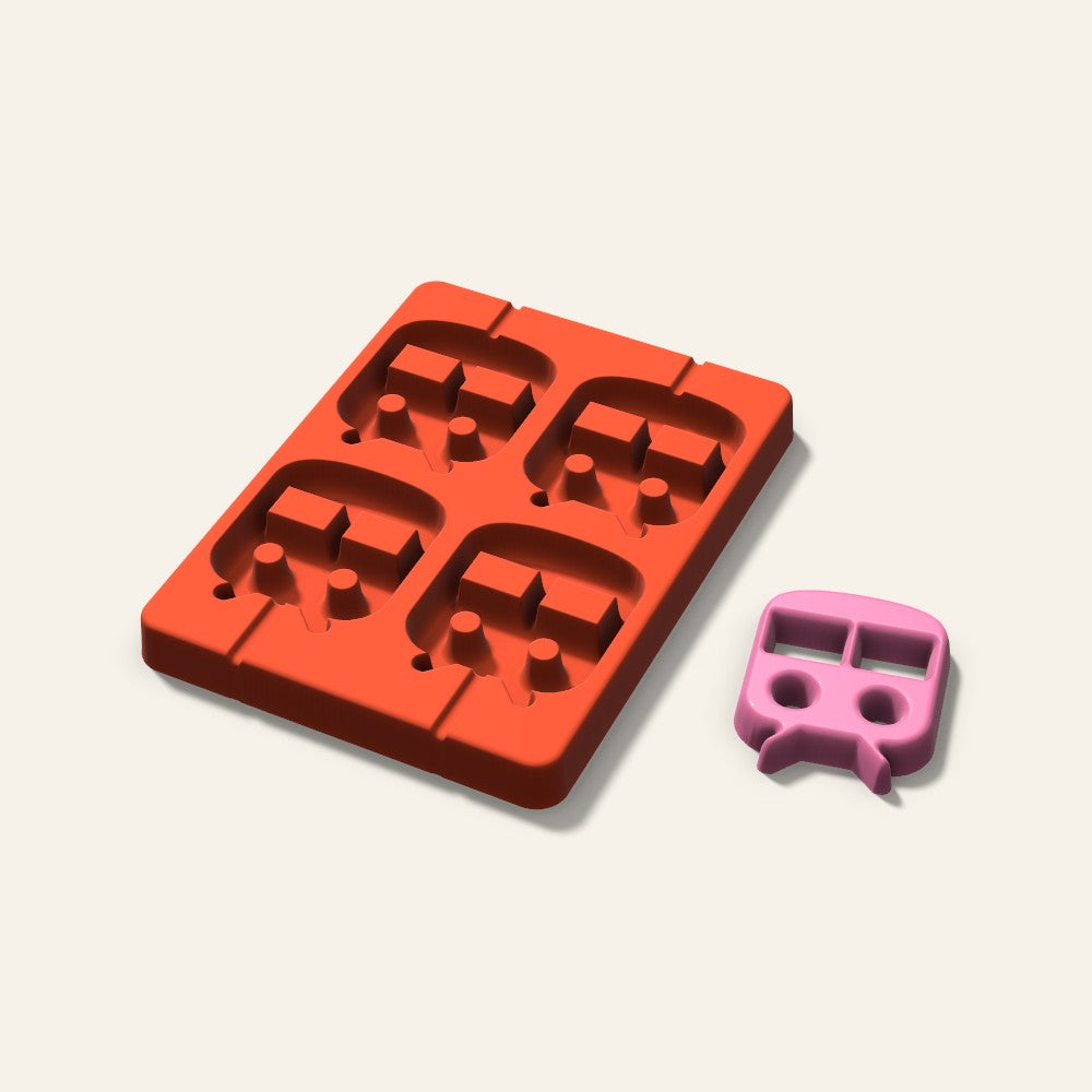 Train Lollipop Mold, 2.5 Inch, 4 Cavity, 3D render