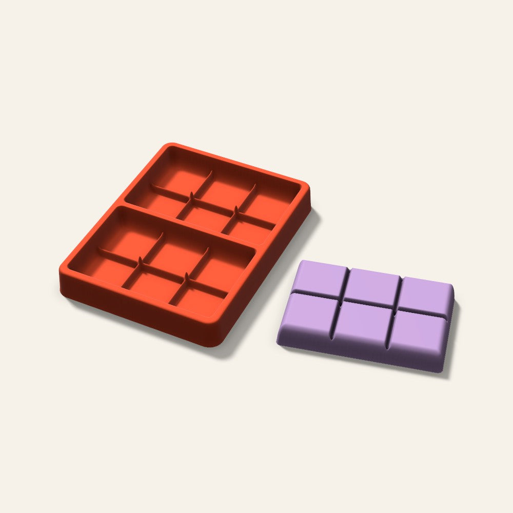 Wax Melt Snap Bar Mold, 4 Inch, 2 Cavity, 3D render