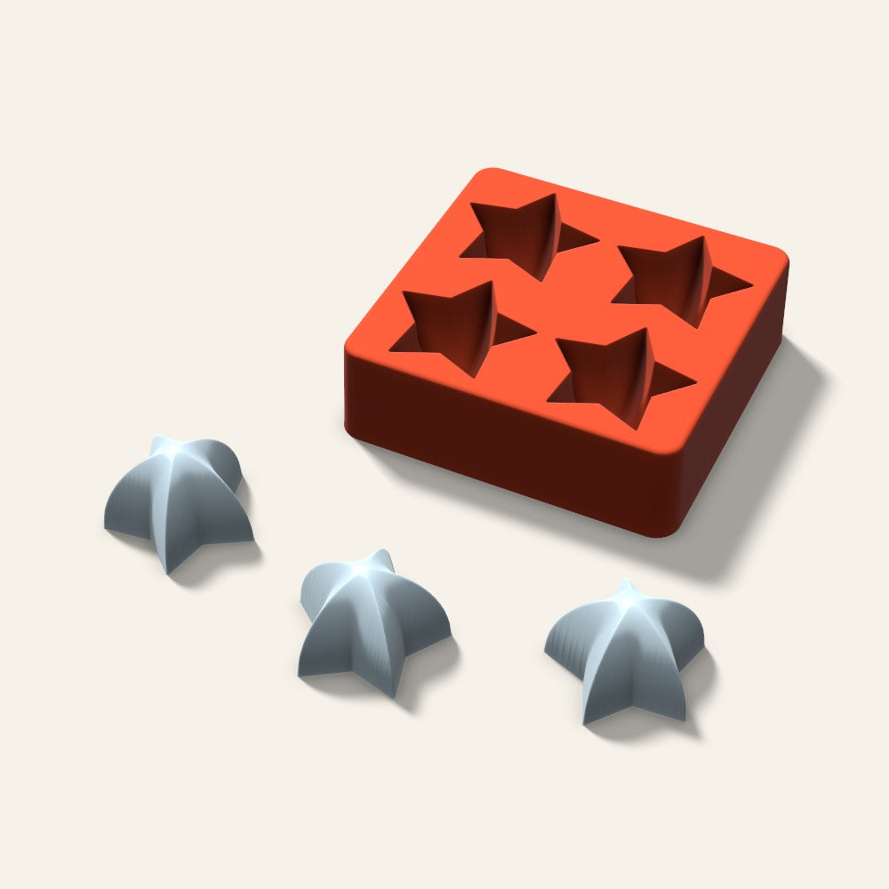 Puffy Star Ice Mold, 2 Inch, 4 Cavity, 3D render