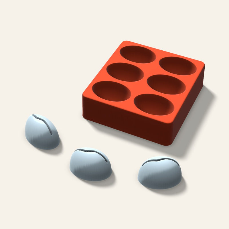 Coffee Bean Ice Mold, 2 Inch, 6 Cavity