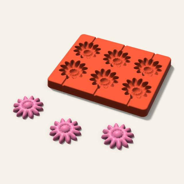 Daisy Lollipop Mold, 2 Inch, 6 Cavity, 3D render