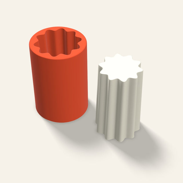 Fluted Pillar Candle Mold, 3 x 5 Inch, 3D render