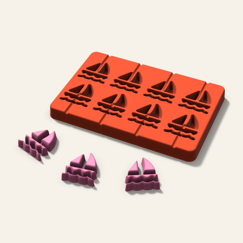 Sailboat Lollipop Mold, 1.5 Inch, 8 Cavity, 3D render
