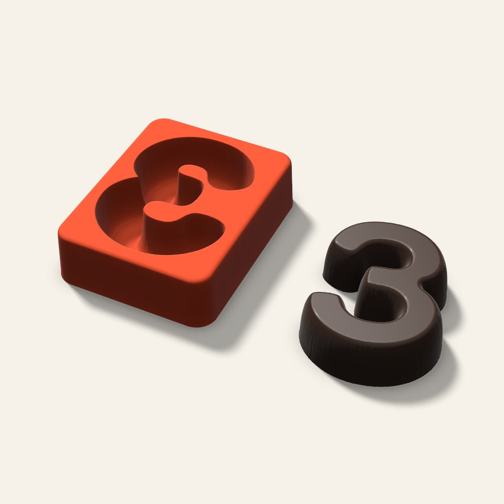 Number 3 Mold, 3 Inch, 3D render