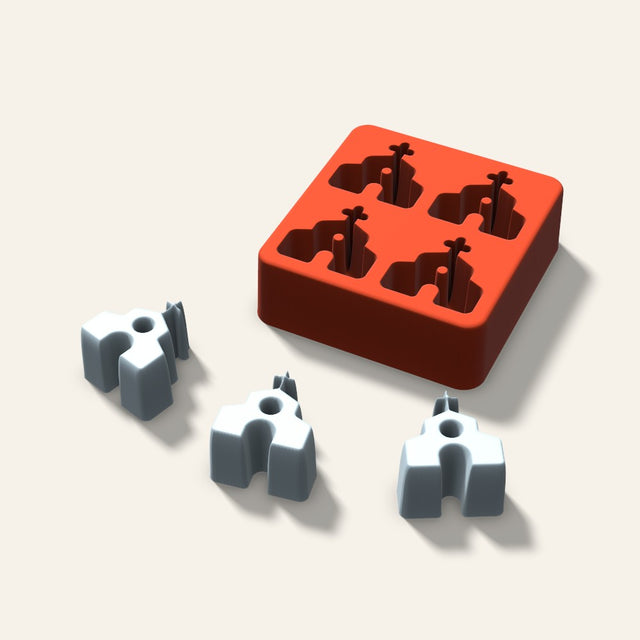 Church Ice Mold, 1.5 Inch, 4 Cavity, 3D render