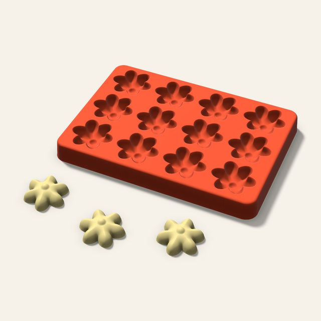 Blossom Butter Pat Mold, 1.25 Inch, 12 Cavity, 3D render