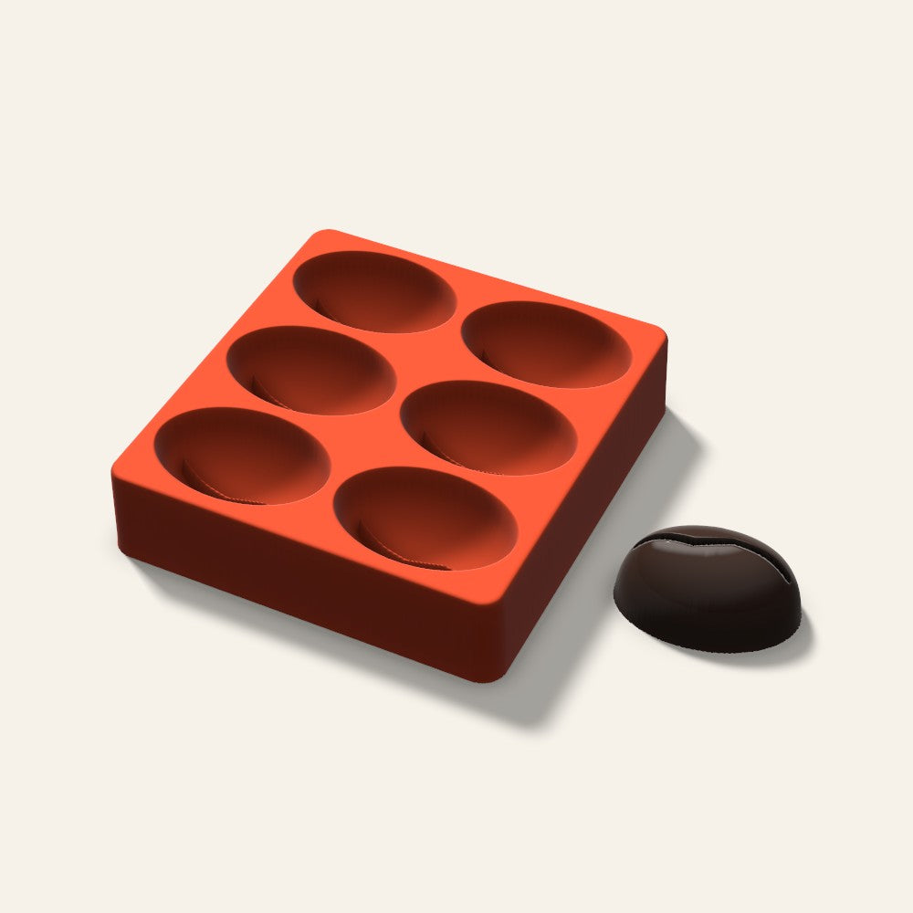 Coffee Bean Mini Cake Mold, 2.5 Inch, 6 Cavity, 3D render