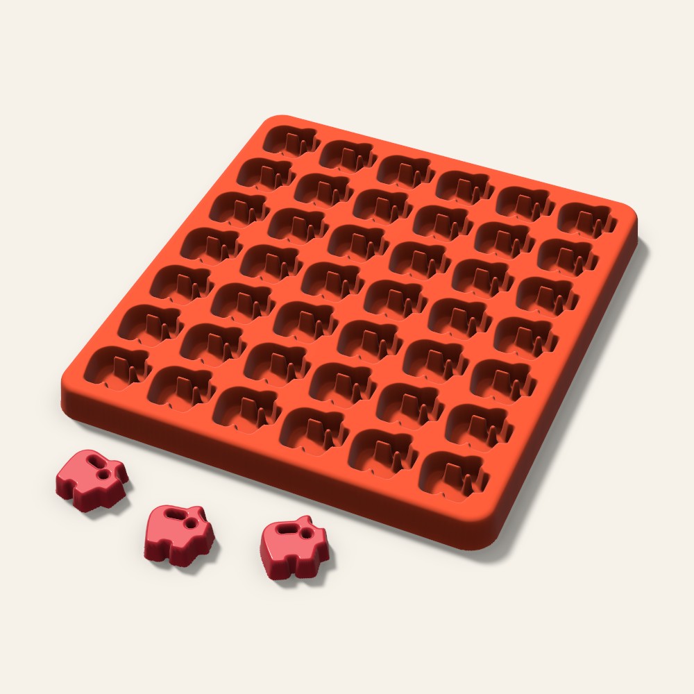 Piggy Bank Gummy Mold, 0.75 Inch, 42 Cavity, 3D render