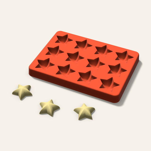 Puffy Star Butter Pat Mold, 1.25 Inch, 12 Cavity, 3D render