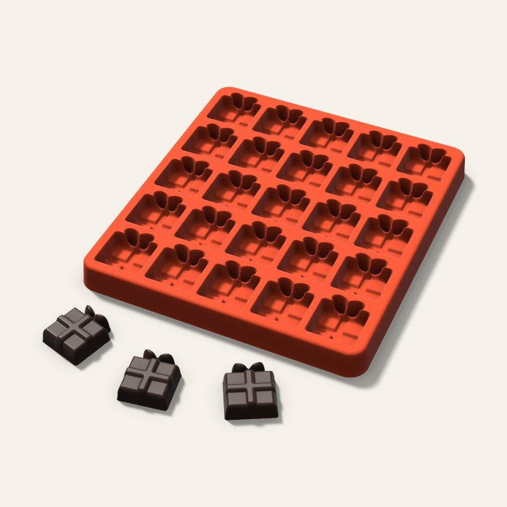 Gift Box Candy Mold, 1 Inch, 25 Cavity, 3D render