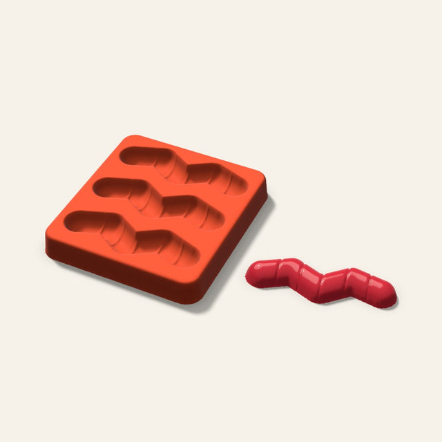Gummy Worm Mold, 3 Inch, 3 Cavity, 3D render