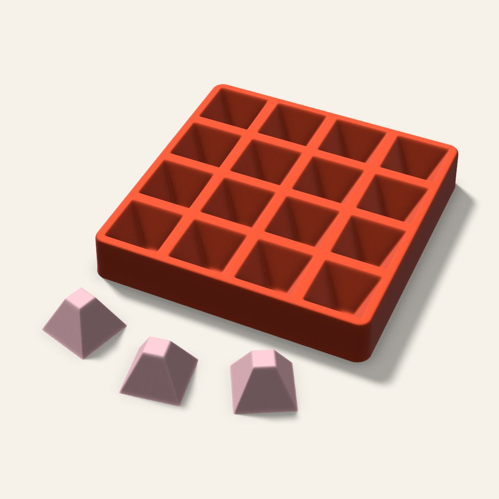 Flat Top Pyramid Soap Mold, 2 Inch, 16 Cavity, 3D render
