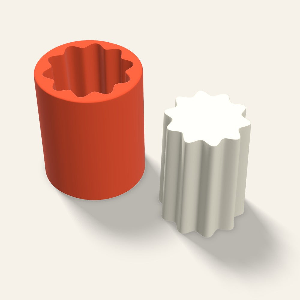 Fluted Pillar Candle Mold, 3 x 4 Inch, 3D render