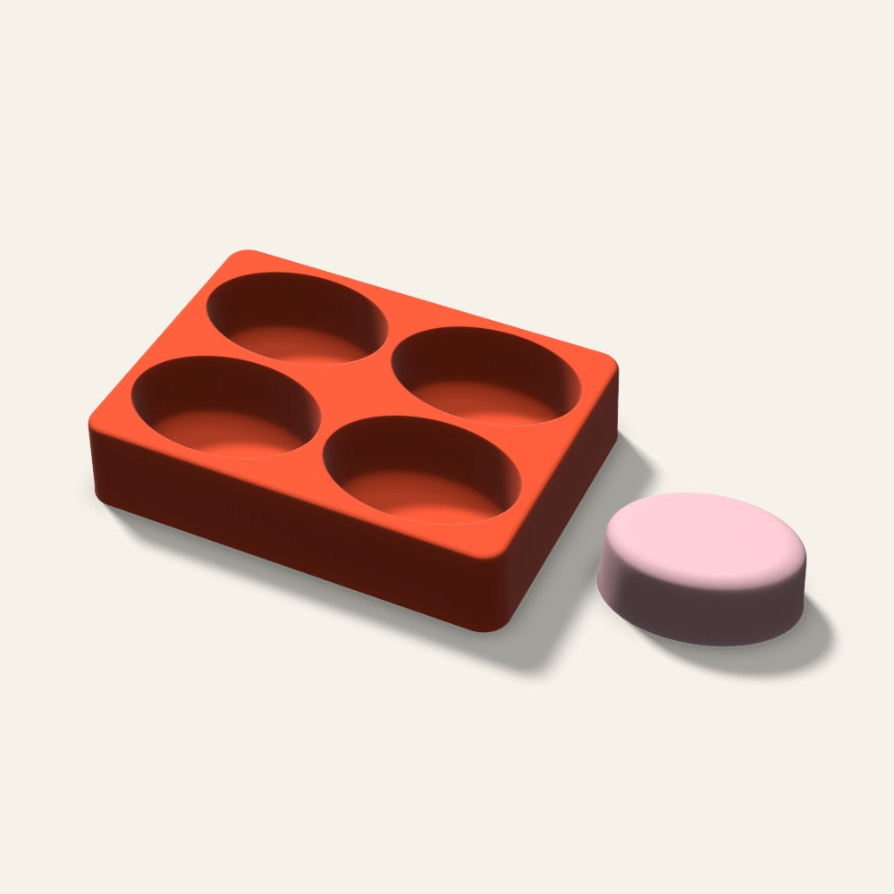 Oval Tall Soap Mold, 2.5 Inch, 4 Cavity, 3D render