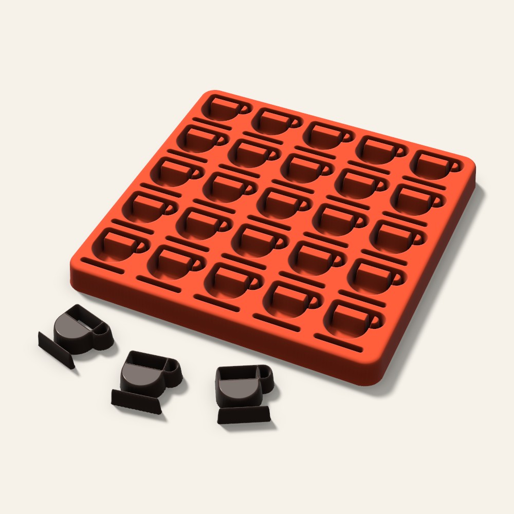 Coffee Cup Candy Mold, 1 Inch, 25 Cavity, 3D render