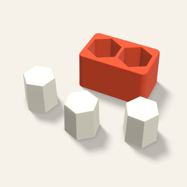 Hexagon Pillar Votive Candle Mold, 2 x 2 Inch, 2 Cavity, 3D render