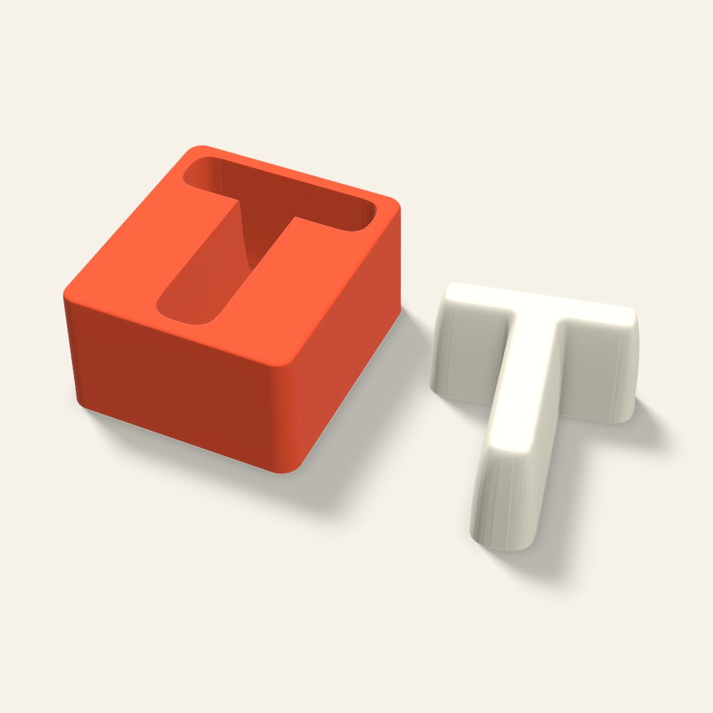 Letter T Candle Mold, 4 x 2 Inch, 3D render