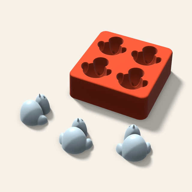 Chick Ice Mold, 1.5 Inch, 4 Cavity, 3D render