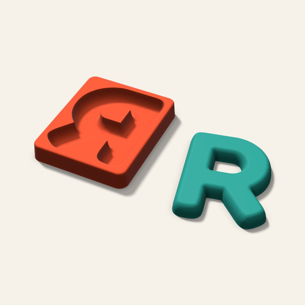 Letter R Freshie Mold, 4 Inch, 3D render