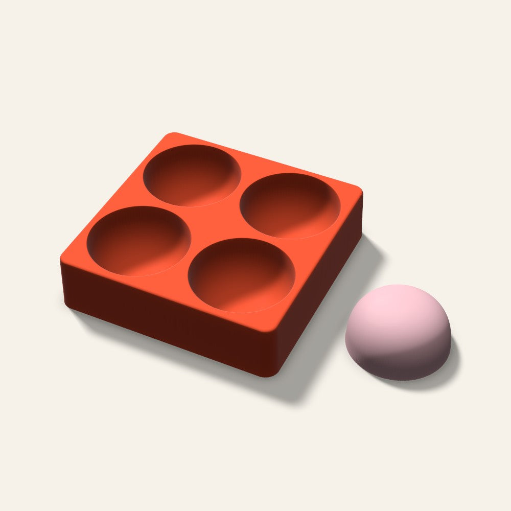Dome Soap Mold, 2.5 Inch, 4 Cavity, 3D render
