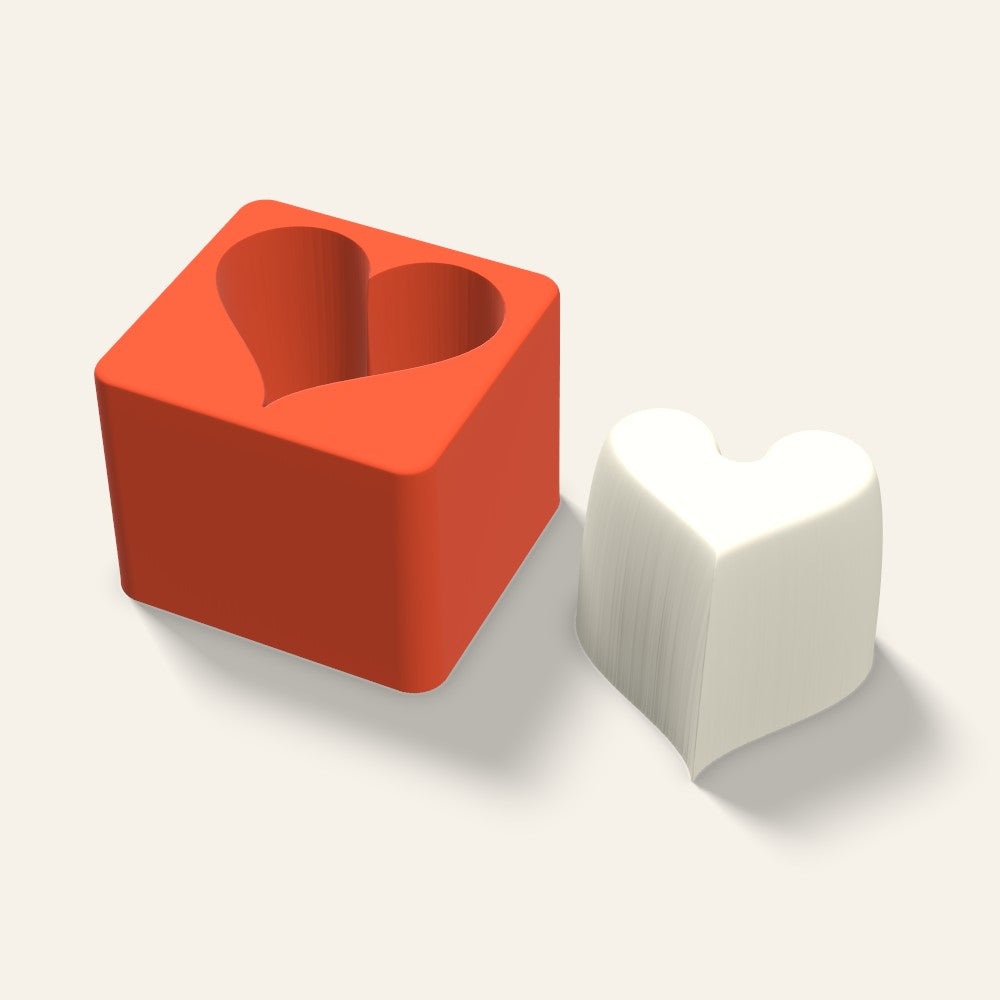 Heart Candle Mold, 3 x 2.5 Inch, 3D render