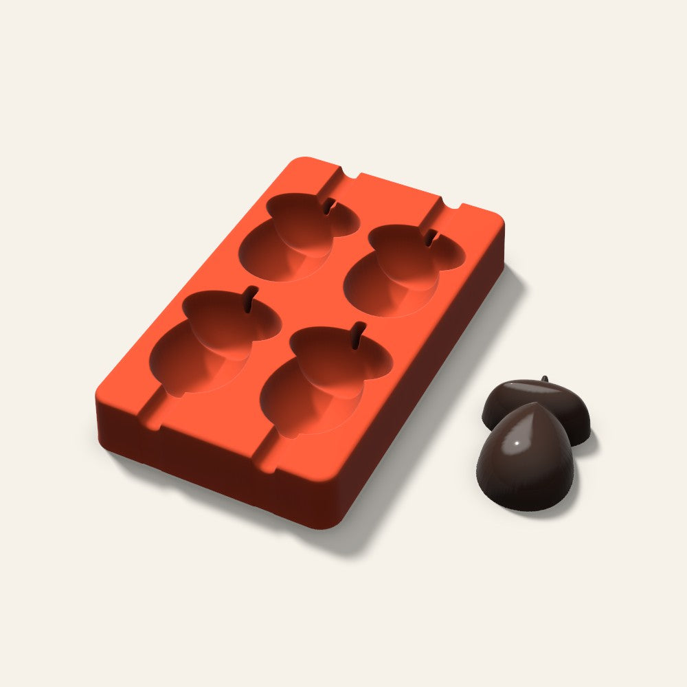 Acorn Cakesicle Mold, 2.5 Inch, 4 Cavity, 3D render