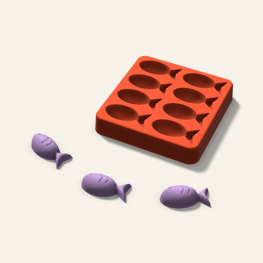 Fish Wax Melt Mold, 1.5 Inch, 8 Cavity, 3D render
