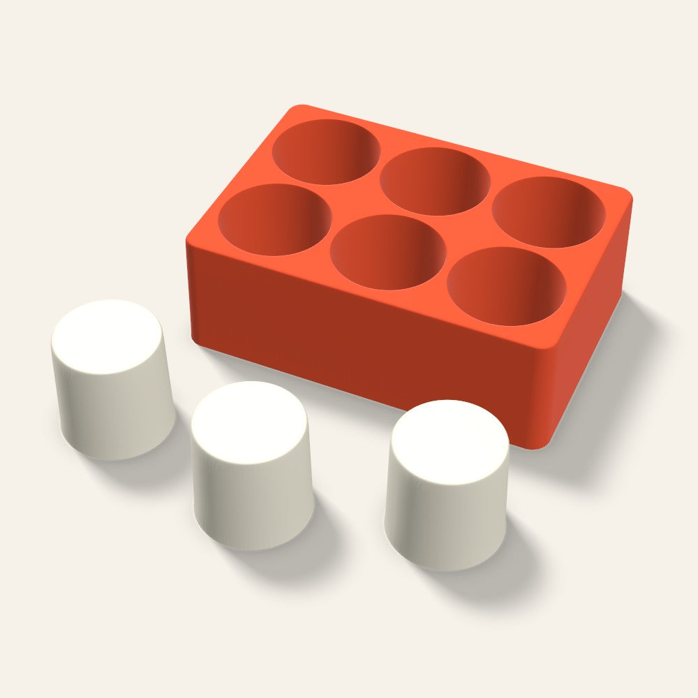 Pillar Votive Candle Mold, 2 x 2 Inch, 6 Cavity, 3D render