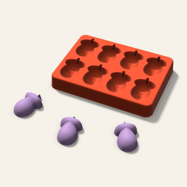 Acorn Wax Melt Mold, 1.5 Inch, 8 Cavity, 3D render