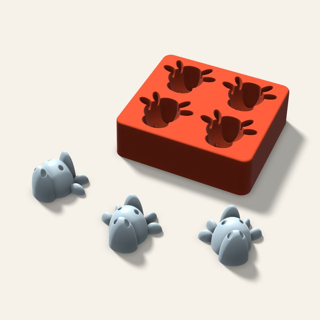 Cow Ice Mold, 2 Inch, 4 Cavity, 3D render