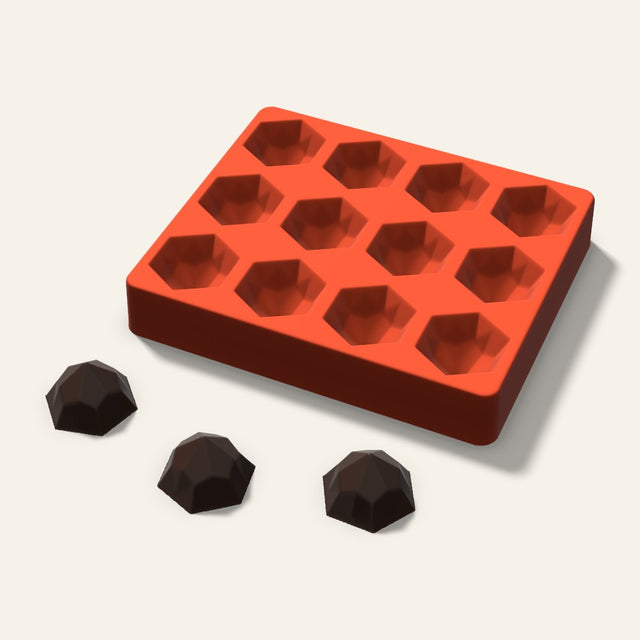 Hexagon Gem Chocolate Mold, 1.75 Inch, 12 Cavity, 3D render