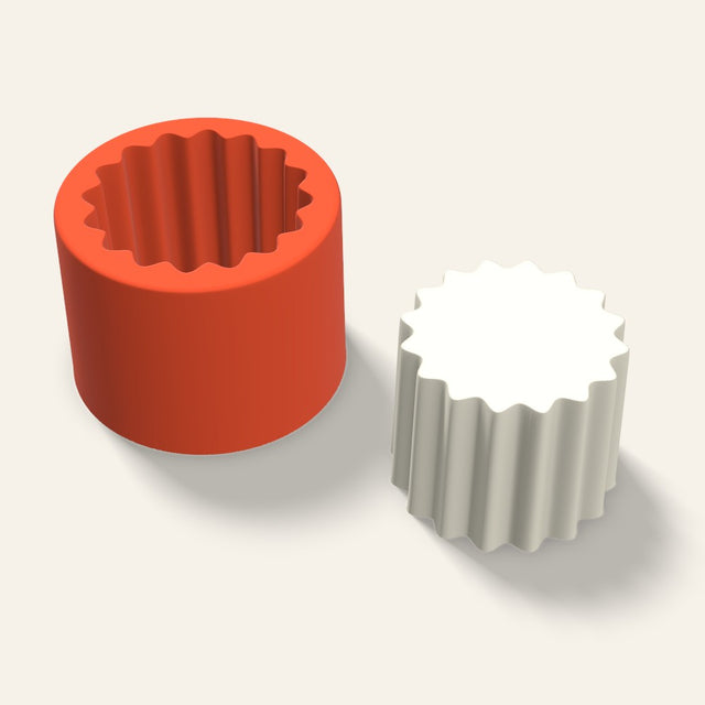 Ribbed Pillar Candle Mold, 2.5 x 2 Inch, 3D render