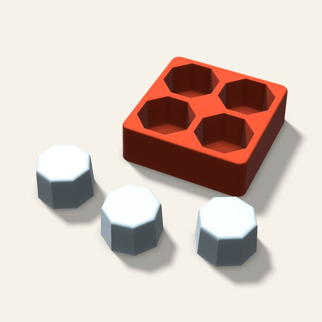 Octagon Ice Mold, 2 Inch, 4 Cavity, 3D render
