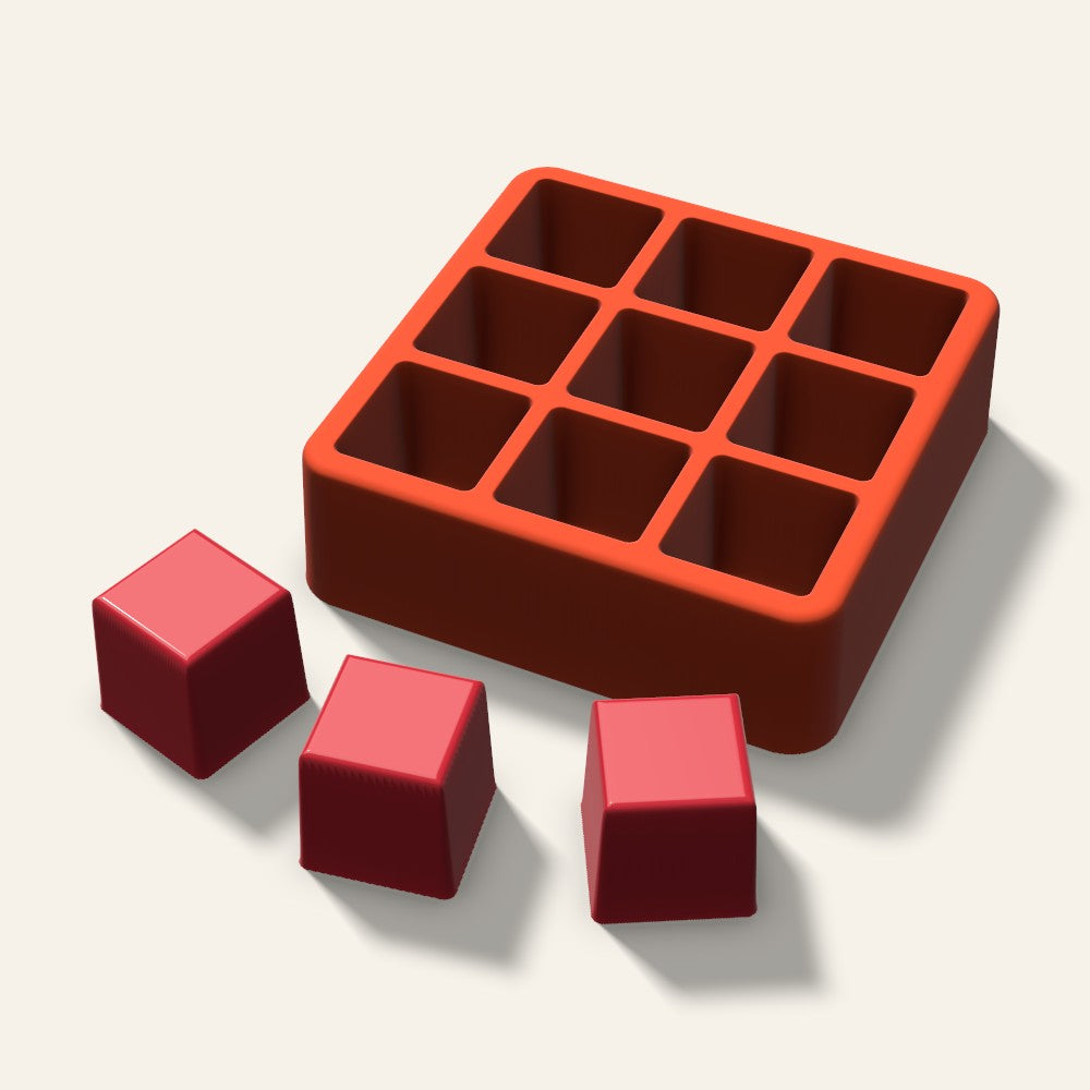 Cube Candy Mold, 1 Inch, 9 Cavity, 3D render