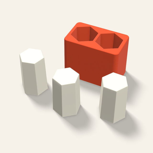Hexagon Pillar Votive Candle Mold, 2 x 3 Inch, 2 Cavity, 3D render