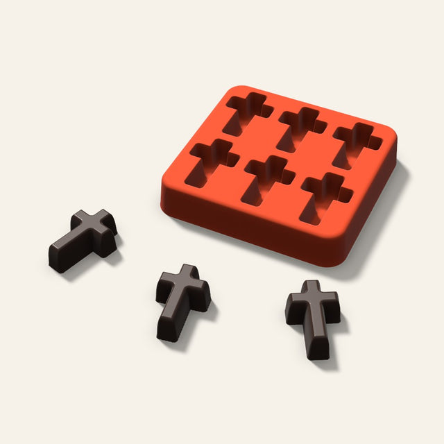Cross Candy Mold, 1.25 Inch, 6 Cavity, 3D render