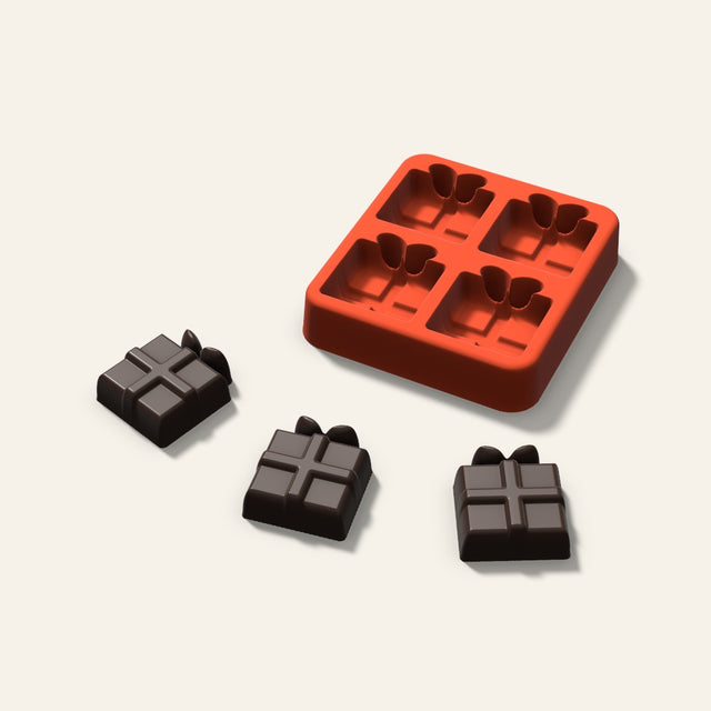 Gift Box Candy Mold, 1.25 Inch, 4 Cavity, 3D render