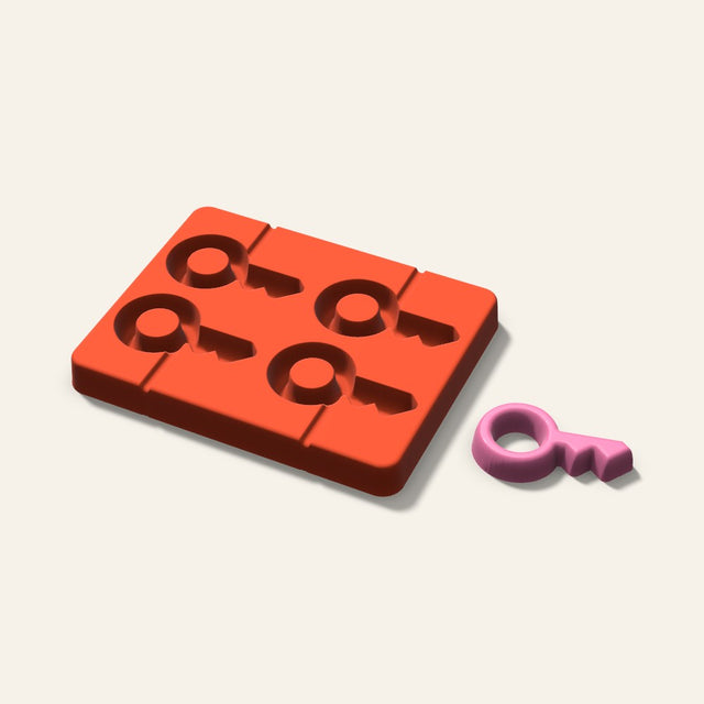 Key Lollipop Mold, 2.5 Inch, 4 Cavity, 3D render