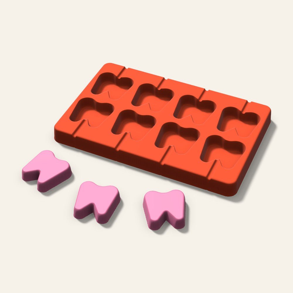 Tooth Lollipop Mold, 1.5 Inch, 8 Cavity, 3D render