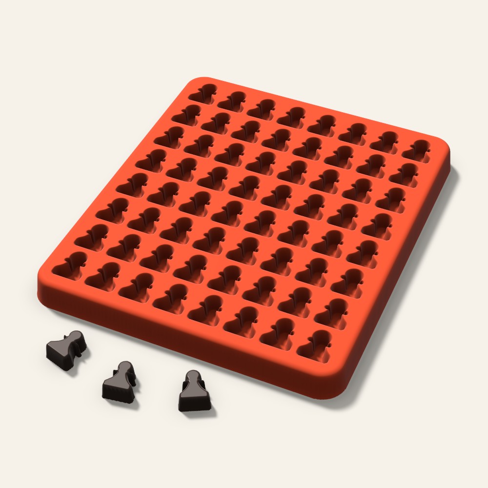 Chess Pawn Gummy Mold, 0.5 Inch, 64 Cavity, 3D render