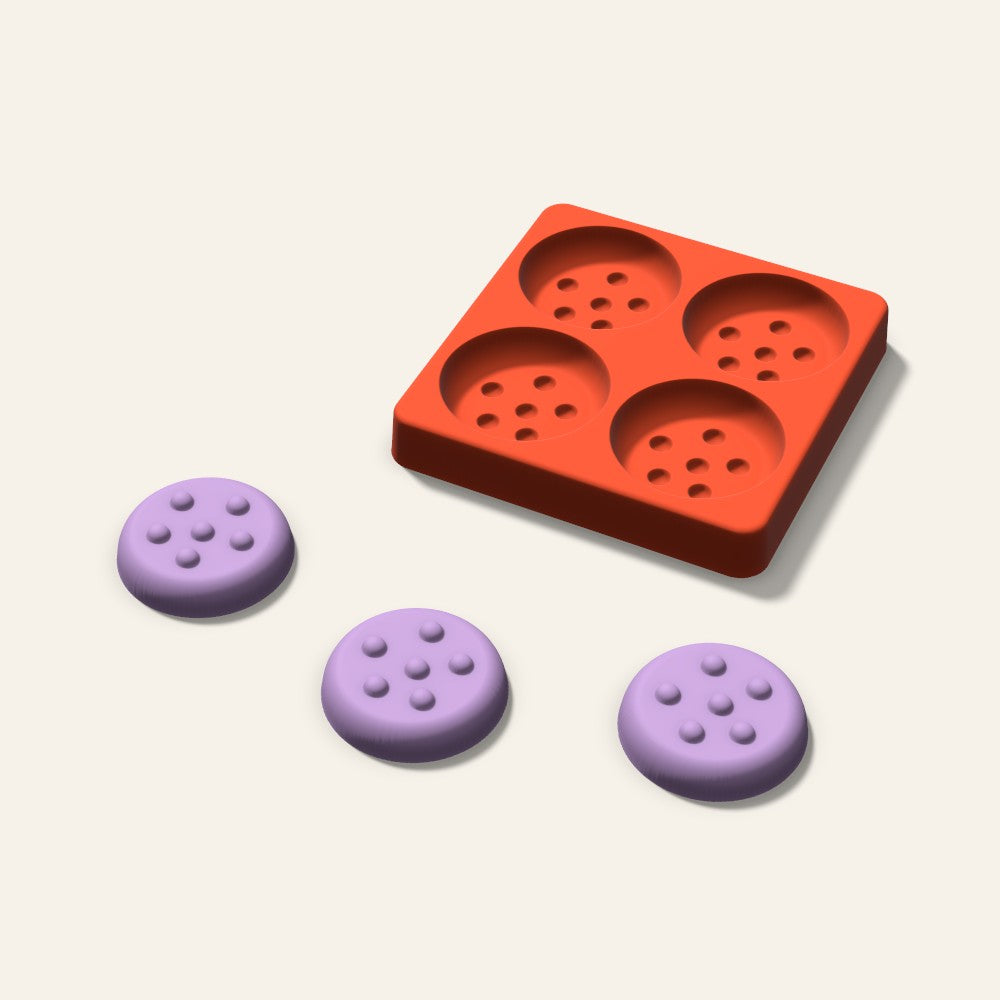 Cookie Wax Melt Mold, 2 Inch, 4 Cavity, 3D render