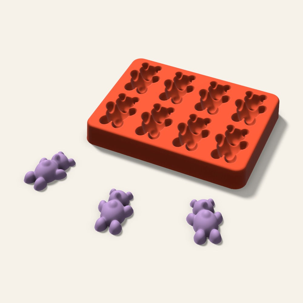 Gummy Bear Wax Melt Mold, 1.5 Inch, 8 Cavity, 3D render