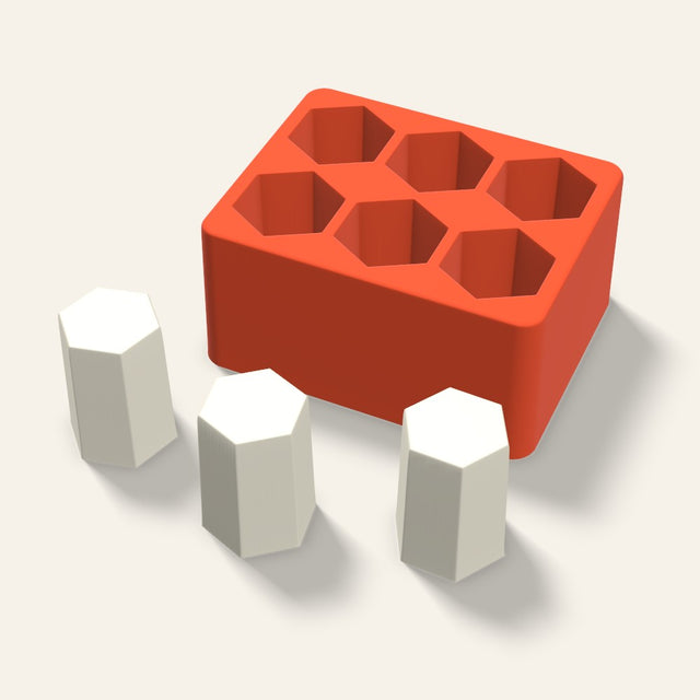Hexagon Pillar Votive Candle Mold, 1.5 x 2 Inch, 6 Cavity, 3D render