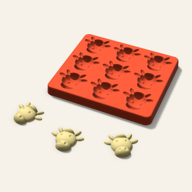 Cow Butter Pat Mold, 1.75 Inch, 9 Cavity
