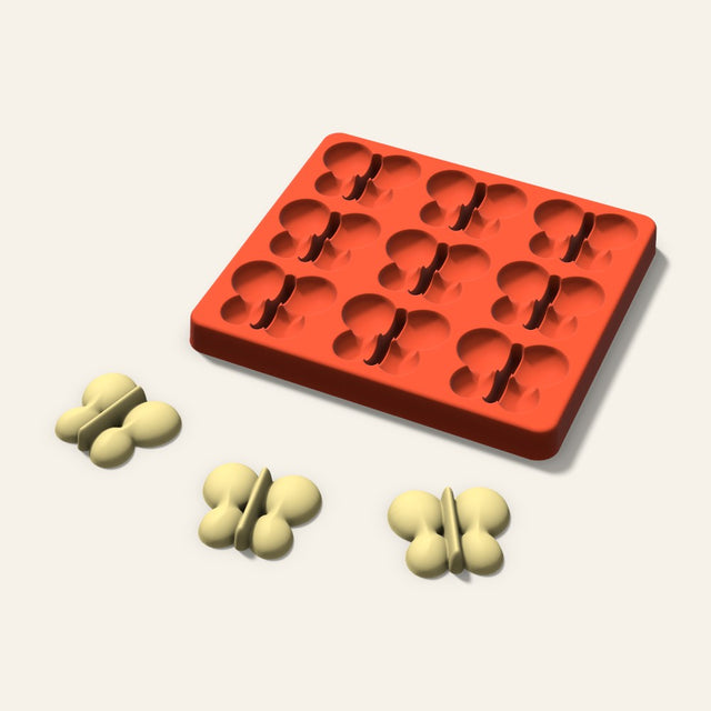 Butterfly Butter Pat Mold, 1.75 Inch, 9 Cavity, 3D render