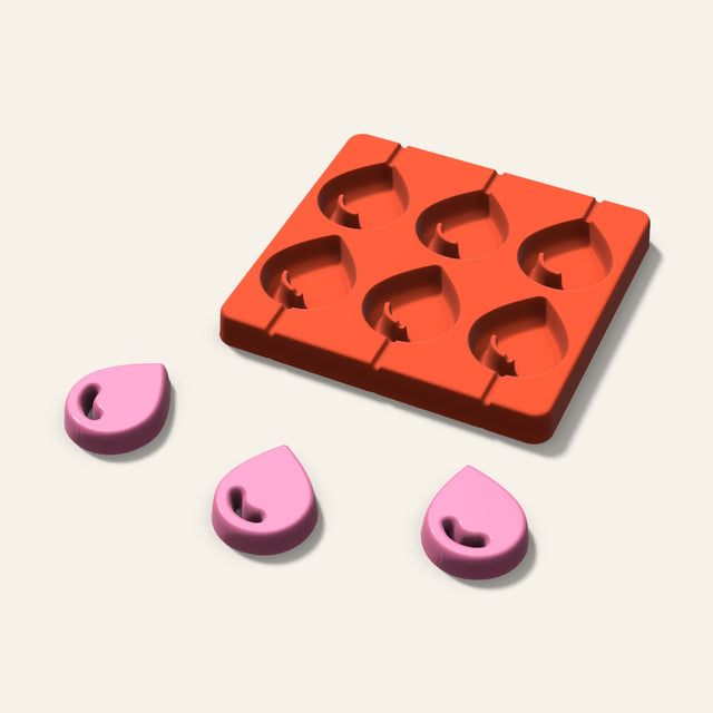 Water Drop Lollipop Mold, 2 Inch, 6 Cavity, 3D render