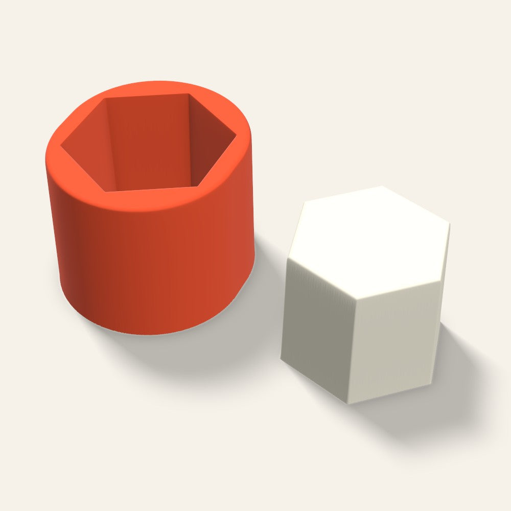 Hexagon Pillar Candle Mold, 2.5 x 2 Inch, 3D render