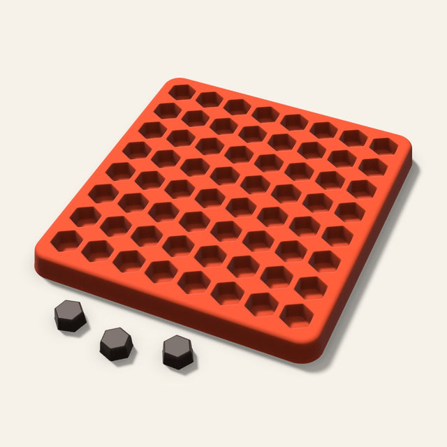 Hexagon Gummy Mold, 0.5 Inch, 64 Cavity, 3D render