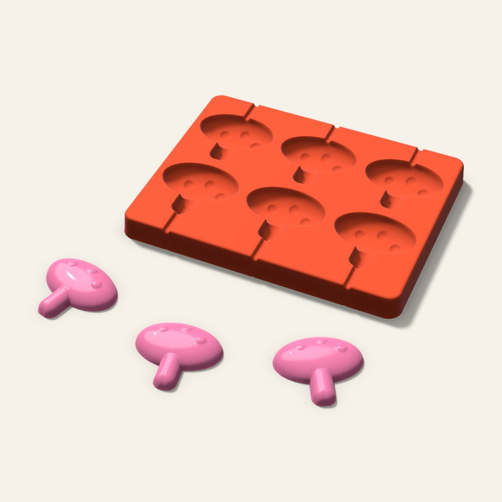 Mushroom Lollipop Mold, 2 Inch, 6 Cavity, 3D render