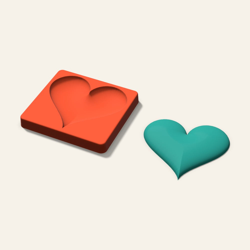 Puffy Heart Freshie Mold, 5 Inch, 3D render